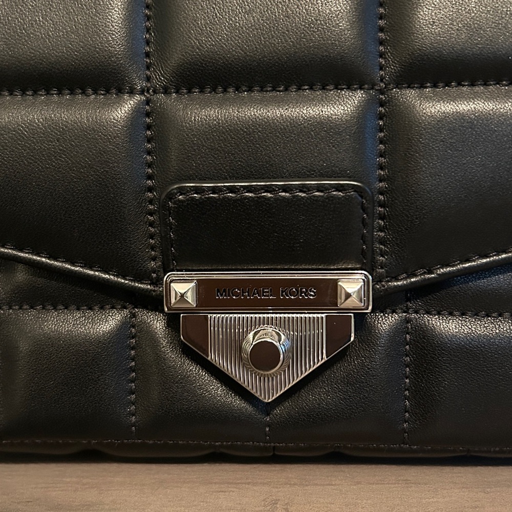 Michael Kors Black Soho Quilted Bag with Silver Chain - Picture 8 of 11